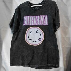 NIRVANA Charcoal and Lavender Graphic Tee